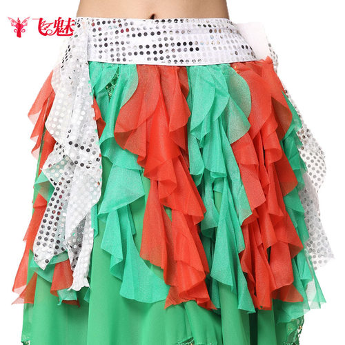 速发新款双皮舞肚色腰链密巾臀巾流苏亮片腰链加腰加长腰封腰巾