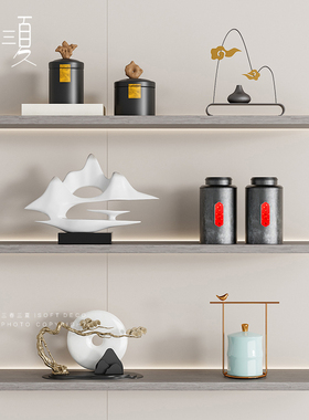 速发新中式茶室茶柜书柜装饰龛样板间博古架软子摆设柜装陈列壁品