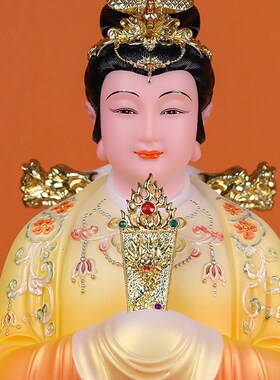 速发三霄娘娘神像摆件汉白玉彩绘居家供奉琼宵碧霄云霄娘娘三仙姑