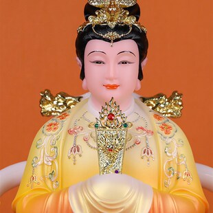 速发三霄娘娘神像摆件汉白玉彩绘居家供奉琼宵碧霄云霄娘娘三仙姑