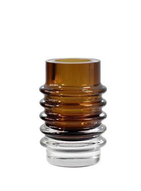 现代轻奢棕色灰色螺旋直筒琉璃玻璃花瓶样板间居家售楼处桌面装饰