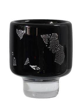 现代简约轻奢创意高脚黑色银箔琉璃花瓶客厅书房特色工艺品装饰品