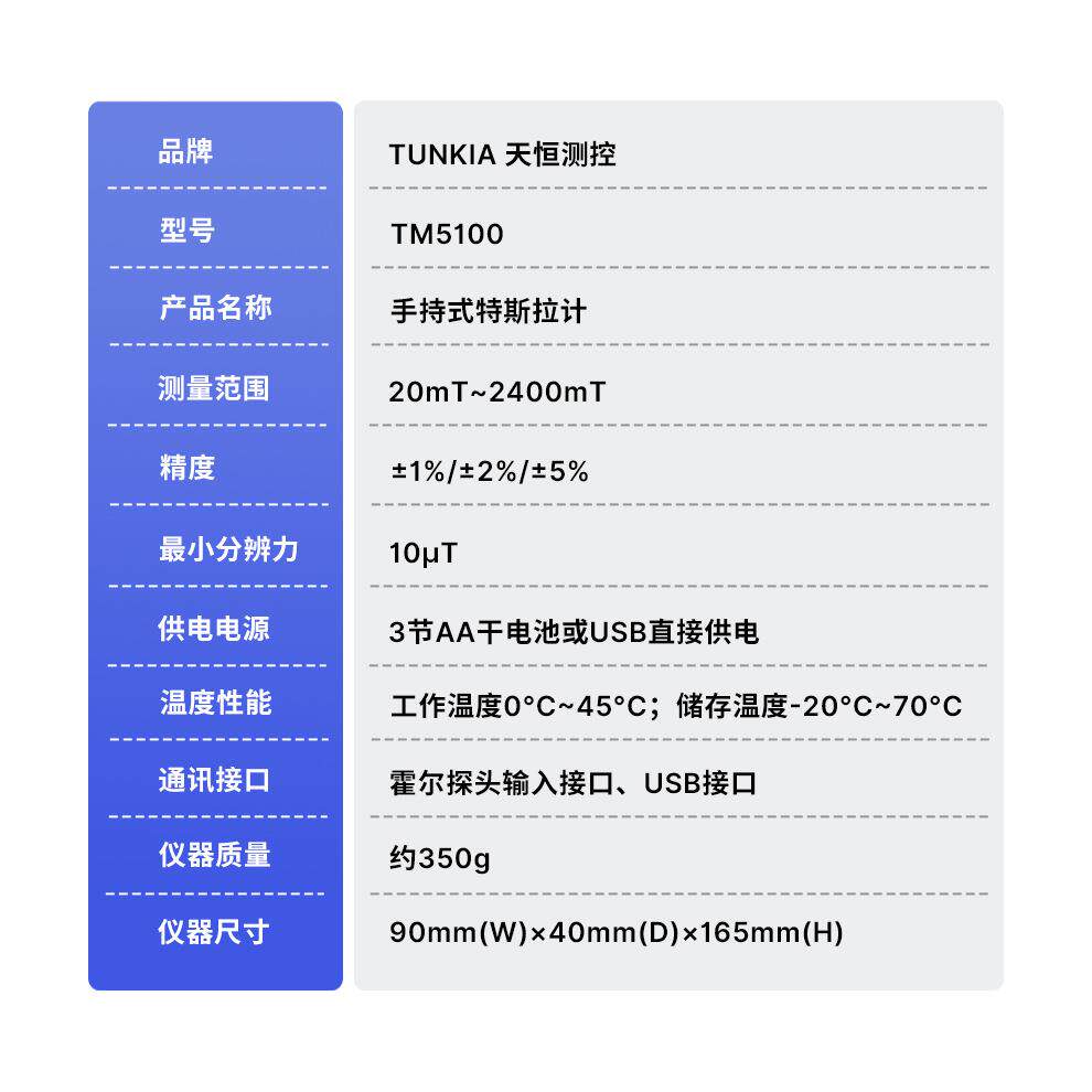 高斯计测控TM5100手持特斯拉计磁力测试永磁铁剩磁检测