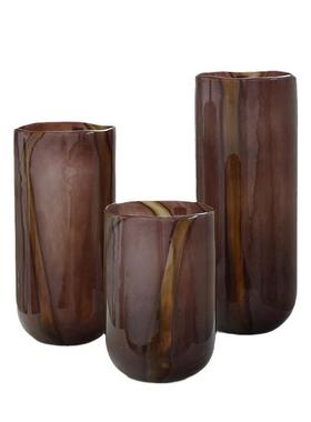 新中式渐变纹落地直筒不规则口玻璃花瓶简约吊钟马醉木家用装饰瓶