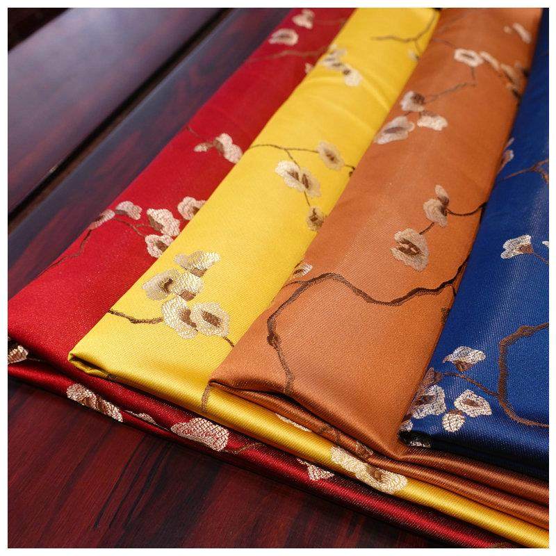 新中式十里腊梅高精密提花红木家具织锦缎抱枕坐垫靠垫桌旗面料