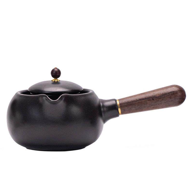 惊鸿侧把壶围炉煮茶壶泡茶壶复古实木侧把陶瓷功夫茶具大号烧水壶