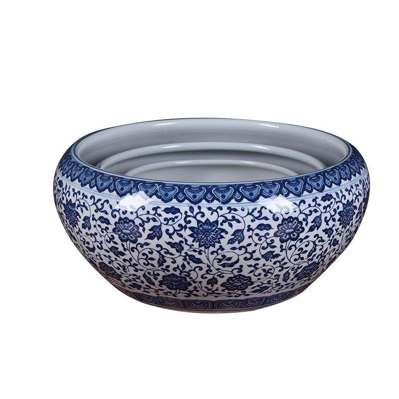 花盆古典青花瓷水培盆大口径圆形陶瓷水浅盆铜钱草一叶睡莲盆缸,橡塑材料及制品,工业陶瓷,淘宝优惠券,粉丝福利购,淘宝优惠卷