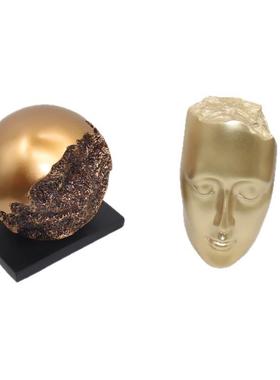 现代简约抽象艺术木纹树脂摆件样板间电视柜创意家居软装饰品