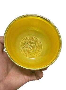 珐琅彩龙腾盛世金碗家居装饰婚庆礼品摆件宝石金龙金碗收藏工艺品