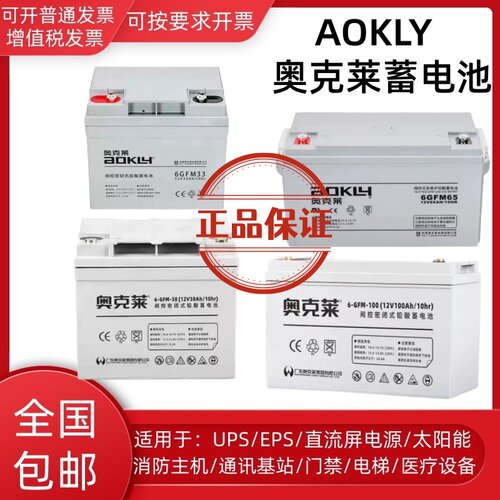 奥克莱6-GFM-38蓄电池12v18ah24ah33ah38ah直流屏应急照明ups电源