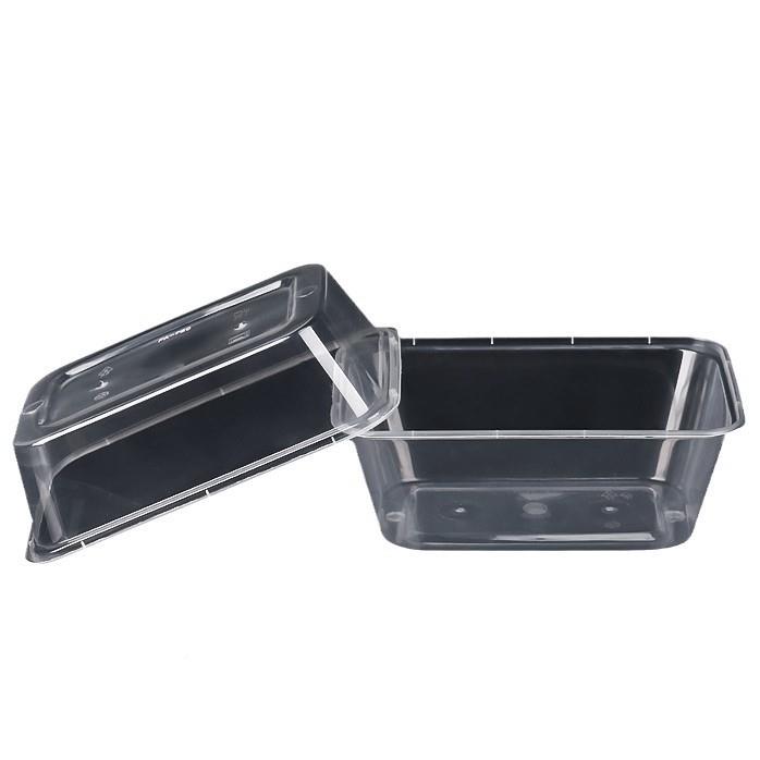 无盖款一无次性餐盒500方形1000圆形光底透盒明外卖餐打长包快便