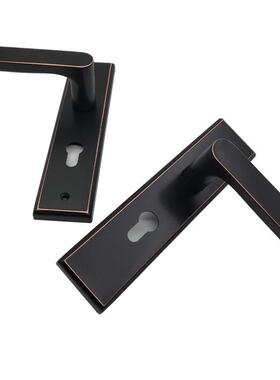 门锁黑色304不锈钢室内卧室卫生间浴室房门锁美式静音实木门把手