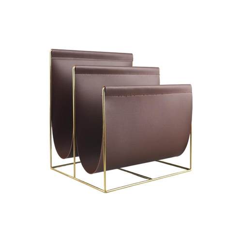 现代简约金属皮革落地杂志架装饰摆件客厅书房酒店软装家居装饰品