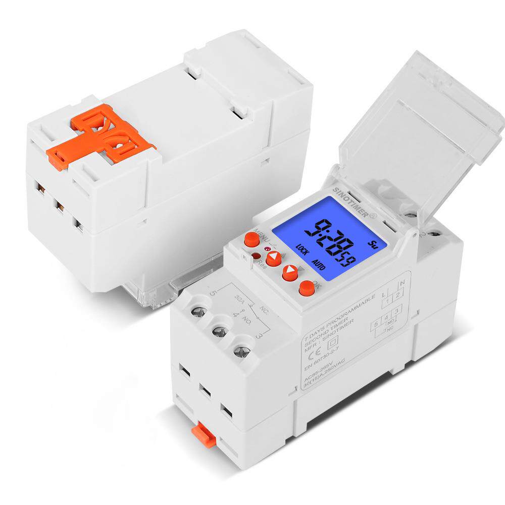 TM928SBKL秒控大屏显示可换电池导轨定时器开关背光-85-265V30A
