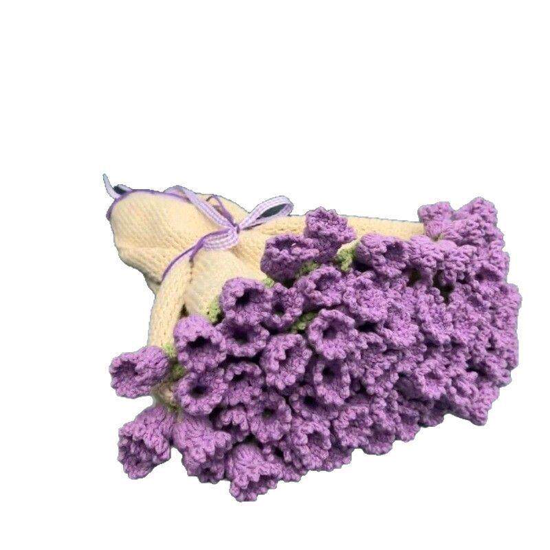 立体铃兰花抱毯毛线团钩织玫瑰花束毛毯diy手工编织成品花朵毛毯