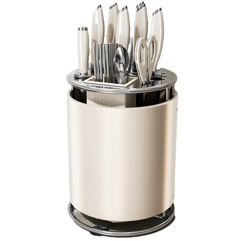 加厚刀不钢厨房旋转架台面DJ-2038-置刀物架具筷子筒锈一体多功能