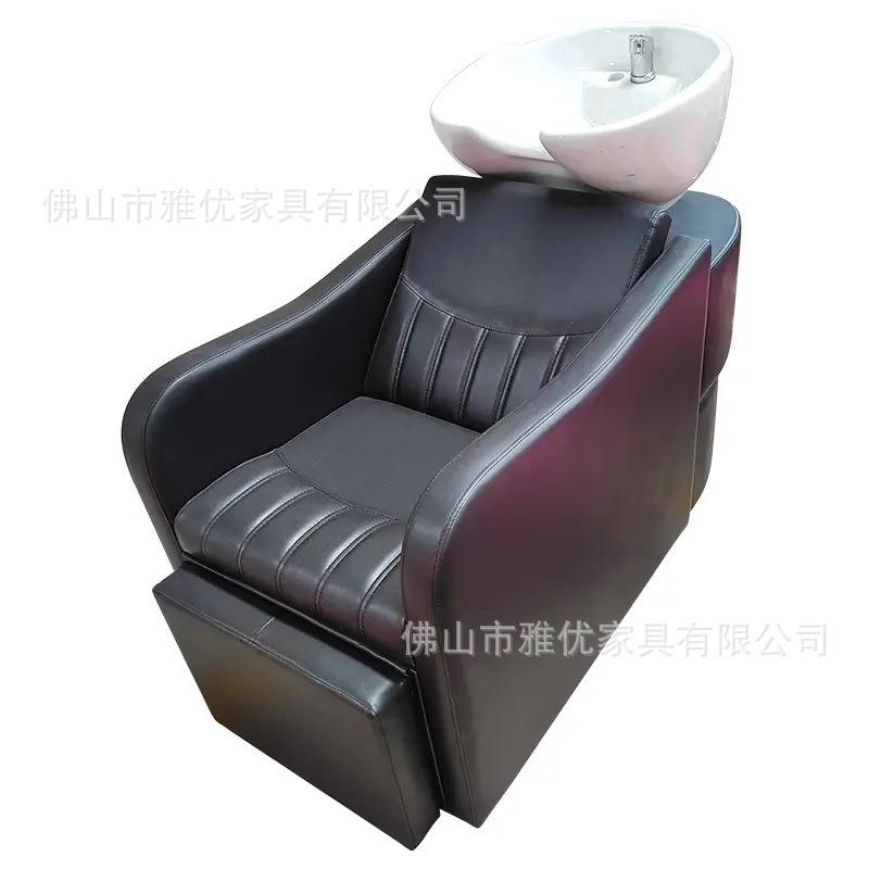 美发店洗头床理发店专用半躺坐式发廊冲水床陶瓷盆洗发床厂家直销