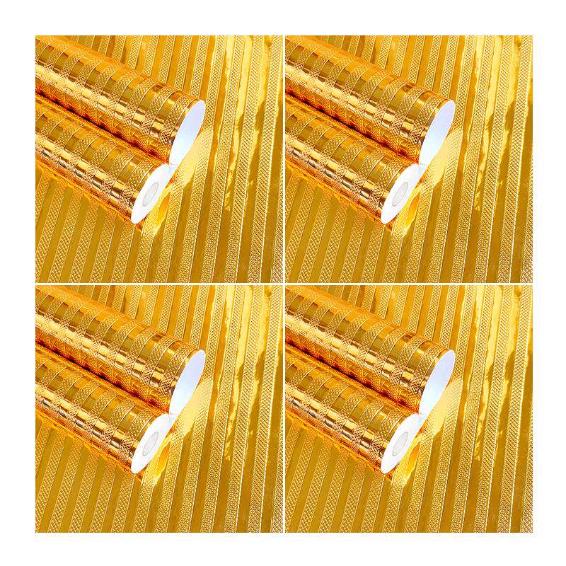 金色厨房防油贴纸耐高温墙贴防水防潮防霉墙纸自粘台面锡箔纸50米