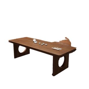 全实木茶桌椅组合大板茶台家用书桌茶桌一体两用原木阳台泡茶桌