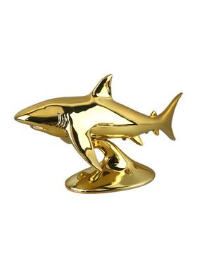 北欧创意抽象电镀树脂鲨鱼动物雕塑摆件客厅玄关酒店软装家居饰品