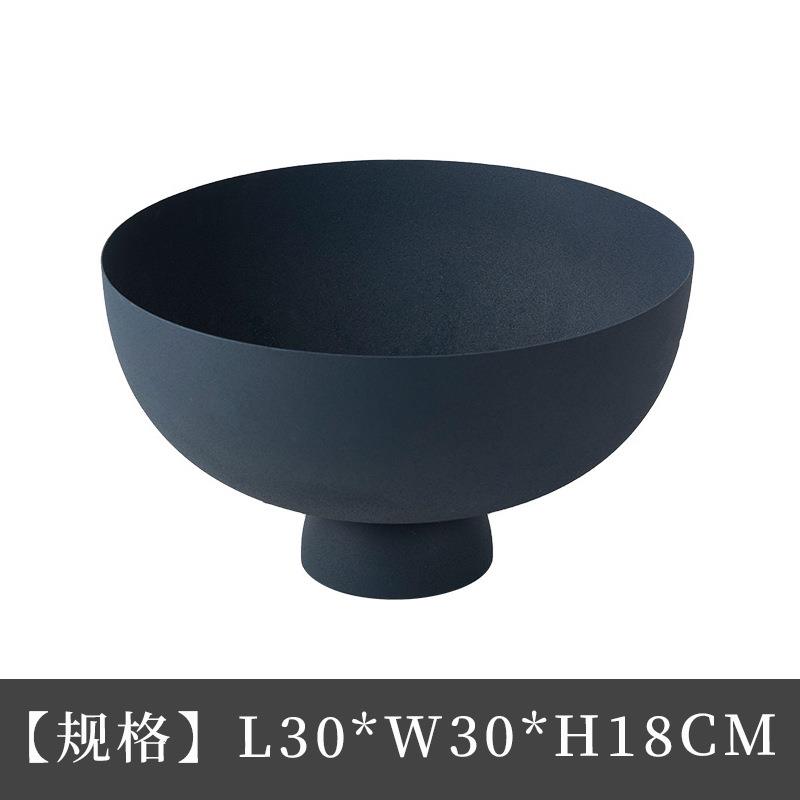 简约现代浅蓝色深蓝色磨砂金属碗果盘摆件客厅家居装饰摆件