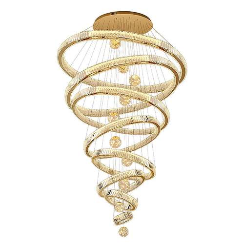 复式水晶灯轻奢简约大气奢华客厅灯大厅大堂楼中楼挑空楼梯大吊灯