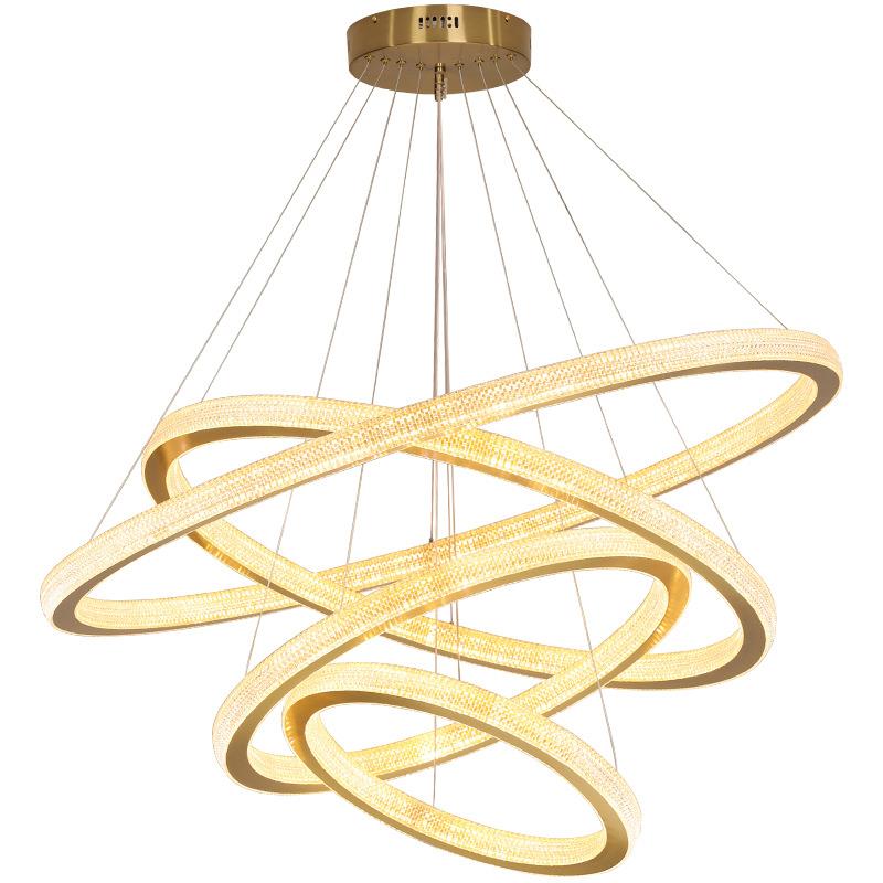 港后现代轻奢定客厅吊灯现代简约创意环组合式设圆计师梯吊灯