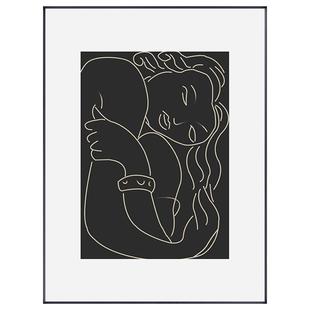 现代简约客厅装 饰画马蒂斯人物线条餐厅饭厅挂画黑白文艺卧室壁画
