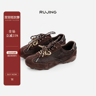 【三】RUJING丨黑标【可可马毛鞋】牛皮马毛美拉德拼色女鞋