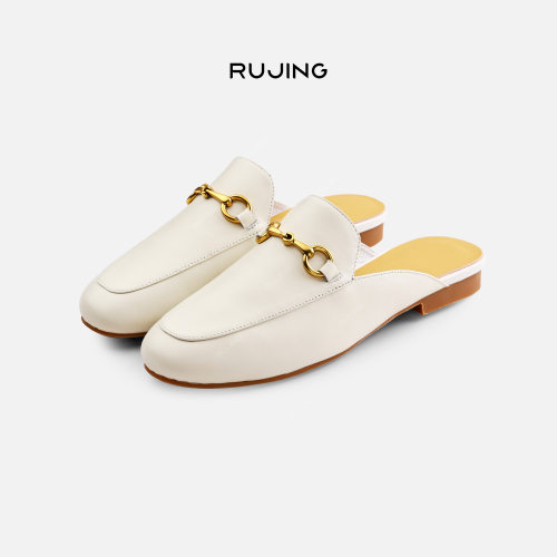 RUJING丨【马蹄扣半拖】经典摩登扣饰羊皮半托包头鞋-65BTMY310