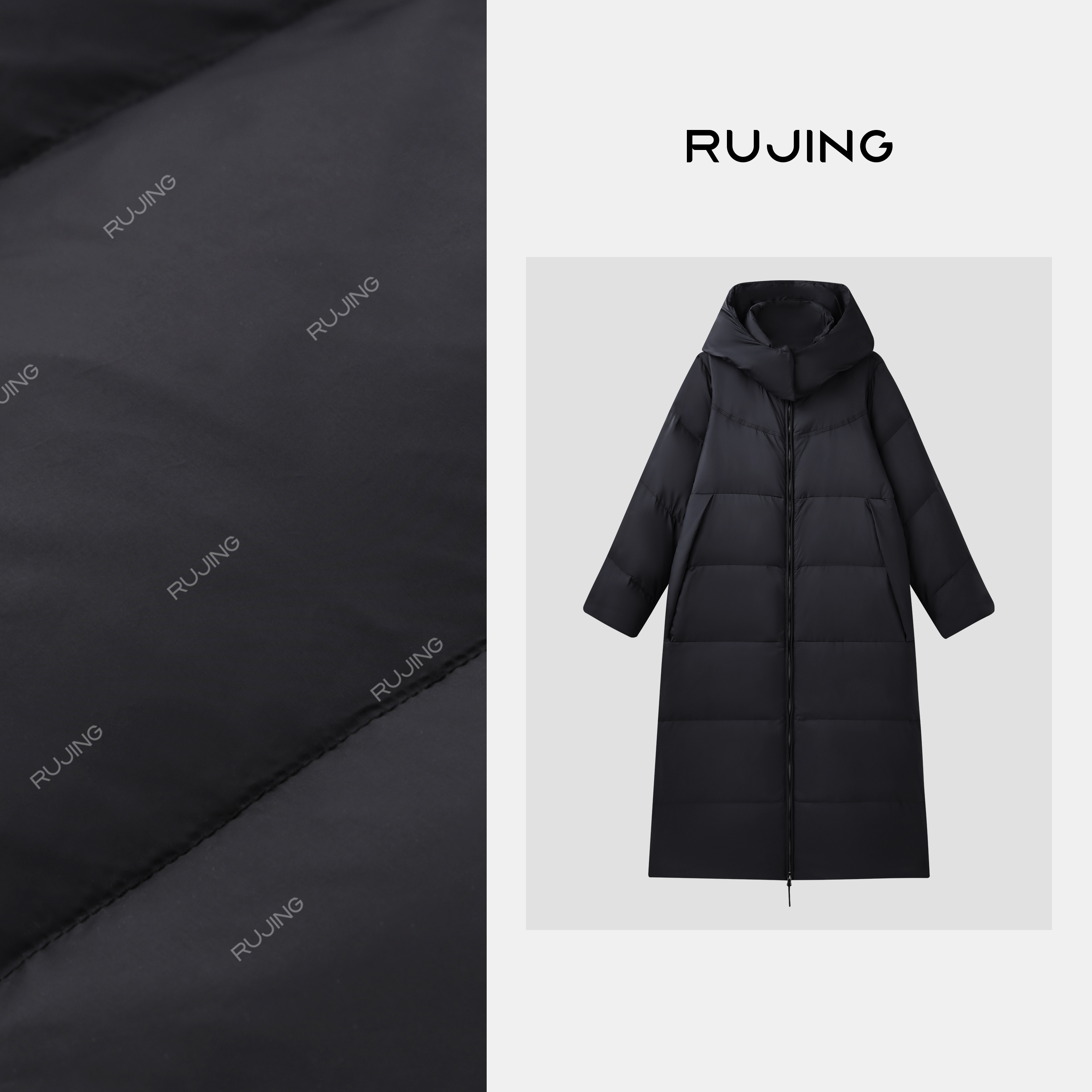 RUJING 丨顶奢【倪妮同款】牌牌订单长款连帽羽绒服-2512YRSY273