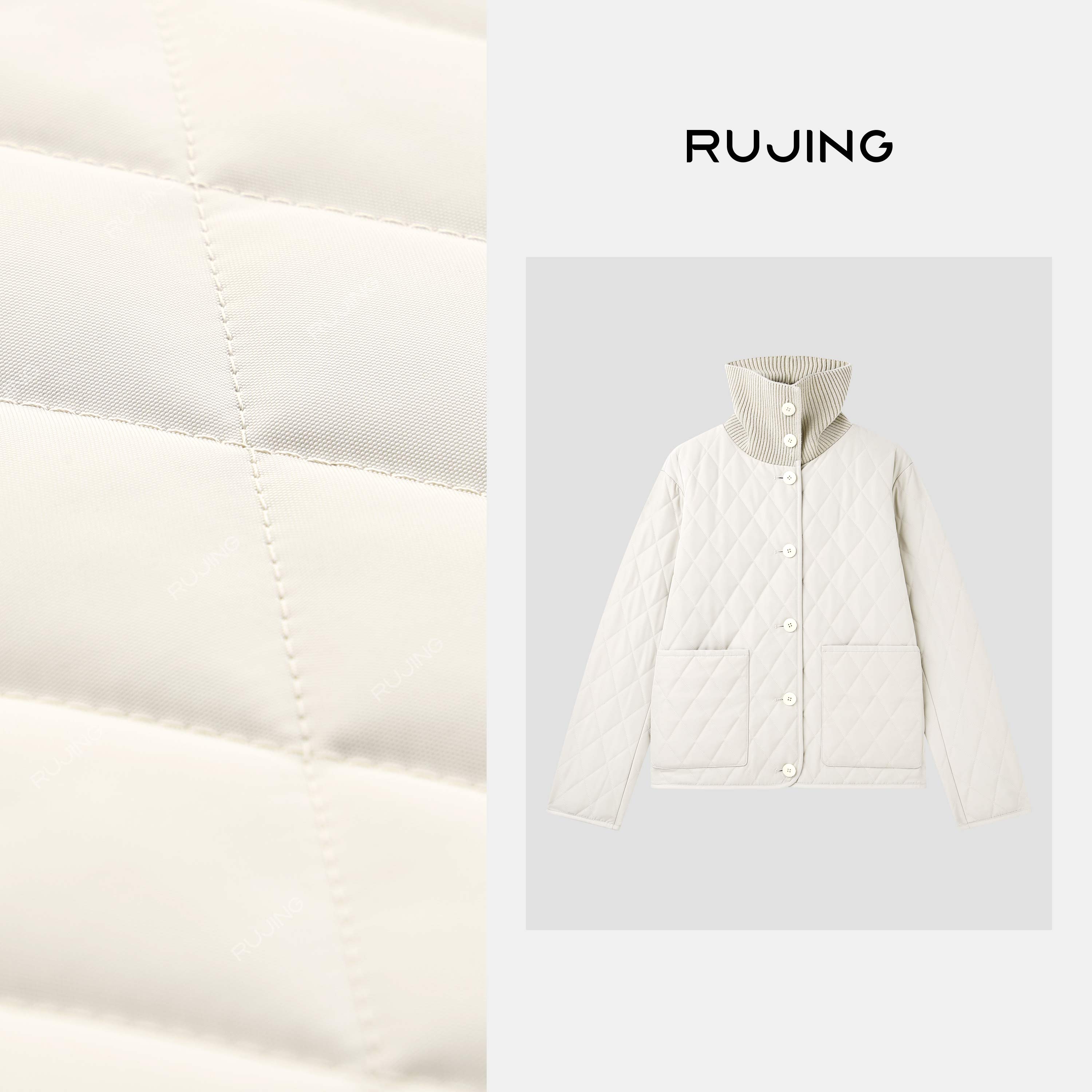 RUJING丨【高领新贵】鲁道夫羊毛针织领衔纹棉服-WJ25-519