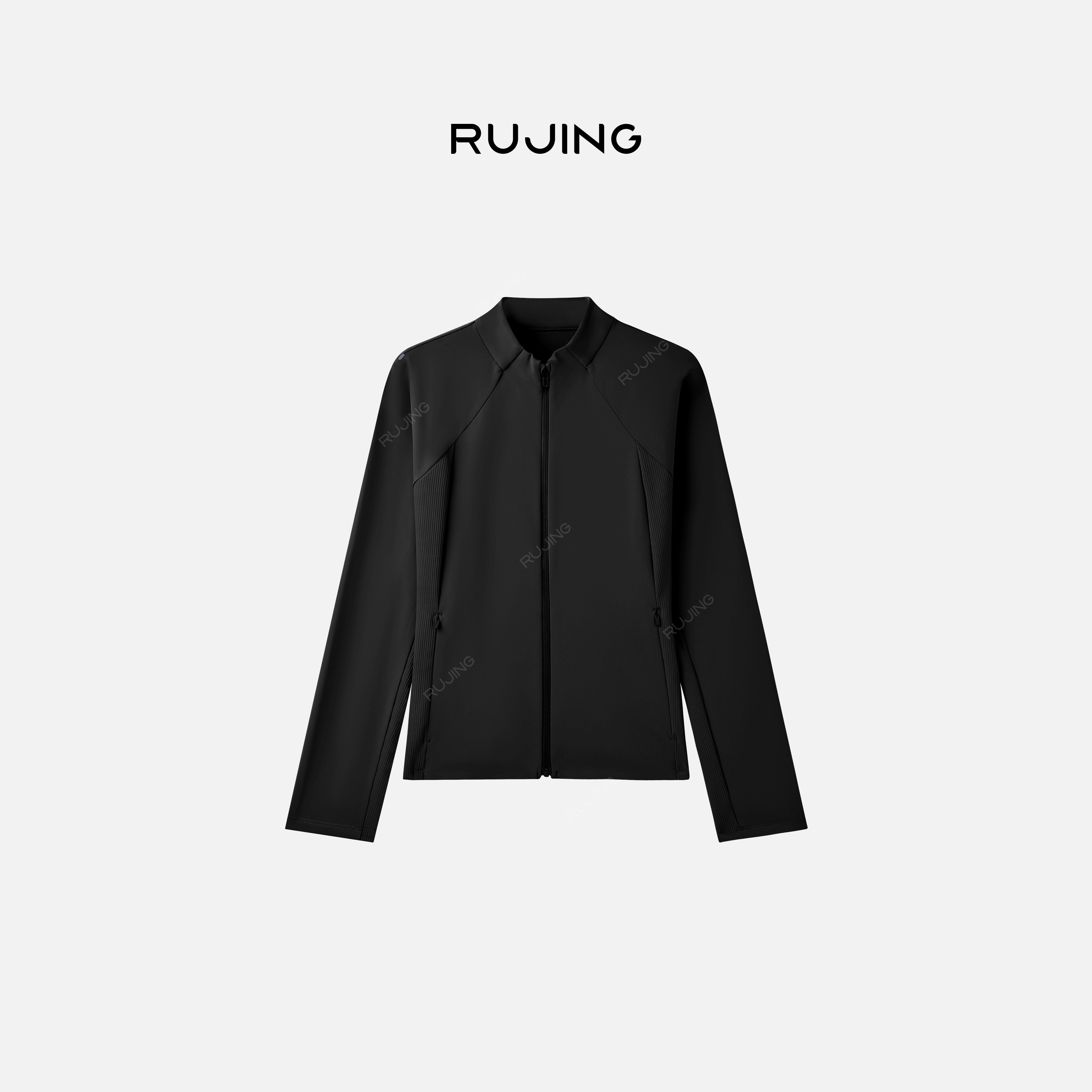 RUJING丨【修身衣】罗纹拼接修身立领抓绒外套羽绒