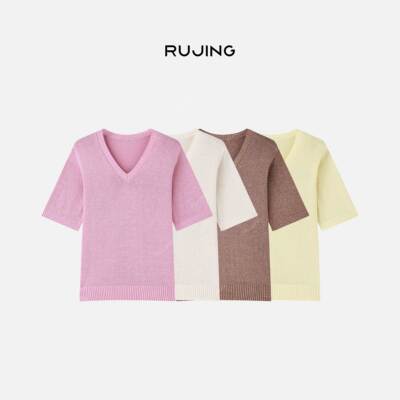 【生日专属】RUJING丨黑标 【凉感和纸纱】V领和纸纱针织衫-65MZY