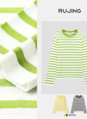 RUJING丨圆领条纹羊毛长袖T-65TXYY037