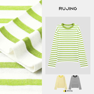 65TXYY037 RUJING 圆领条纹羊毛长袖