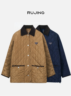 RUJING丨黑标【拉达三角标】3M新雪丽 灯芯绒领绗缝菱格棉服-25-6