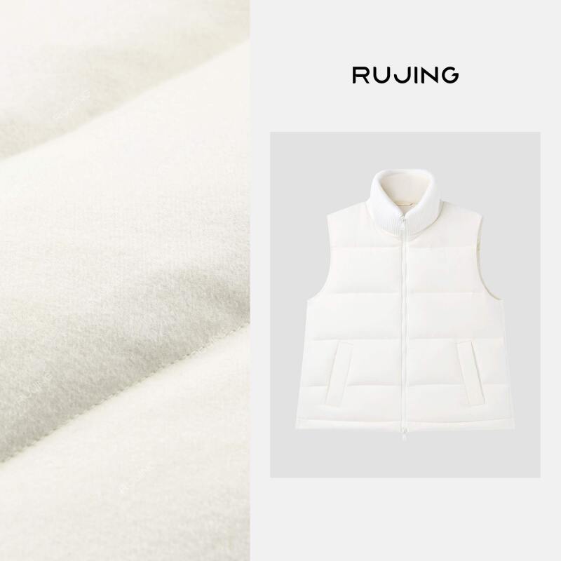 RUJING 丨黑标【清冷冬日】蚕丝羊毛针织立领羊毛羽绒马甲-WJ-572