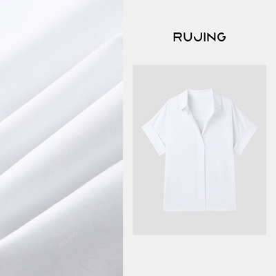 RUJING丨黑标【学姐衬衫】透气舒适极简蝙蝠袖polo领衬衣-65CSLS0