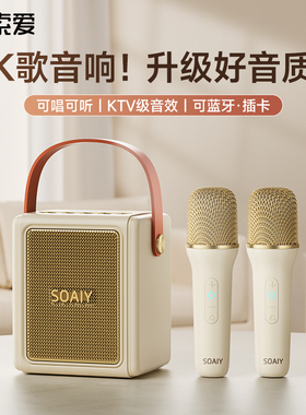 索爱SK9蓝牙音箱k歌音响家用无线话筒麦克风一体唱歌小型家庭ktv