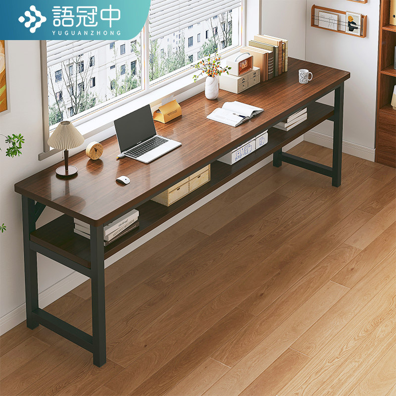 书桌家用学生学习书桌简易长条桌出租屋双人工作台长方形窄桌子