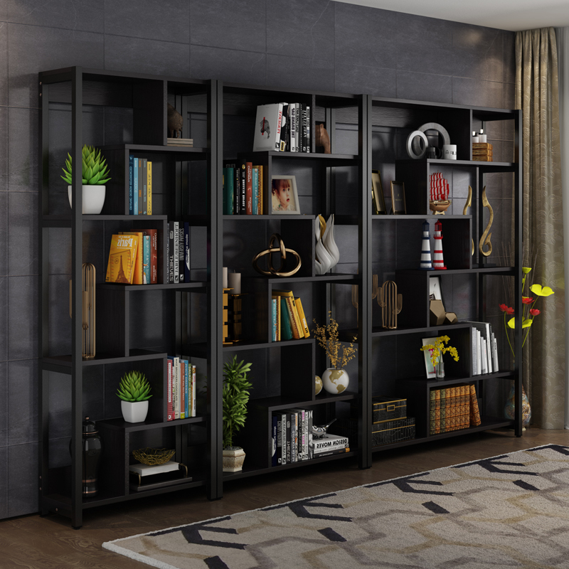 简约多层钢木落地书架置物架儿童学生简易书柜展示架办公室隔断