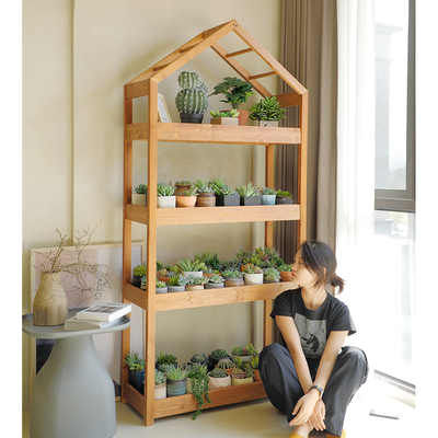 实木花架置物架阳台植物摆放架落地式书架客厅收纳架多功能花架子