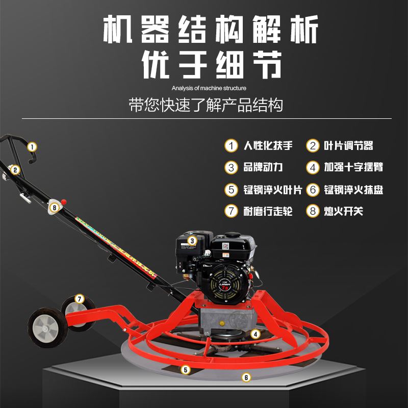 水泥地面柴油抹光机电动混凝土地面磨平机抛光收光汽油手扶磨光机