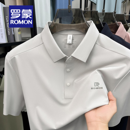 罗蒙锦氨冰丝Polo衫男士商务短袖