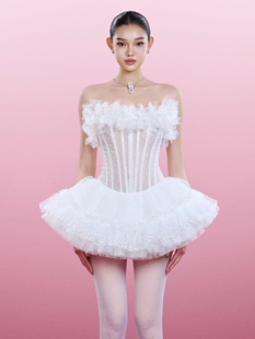 越南正品代购Moulinrose抹胸鱼骨透视蓬蓬裙甜美性感时尚辣妹