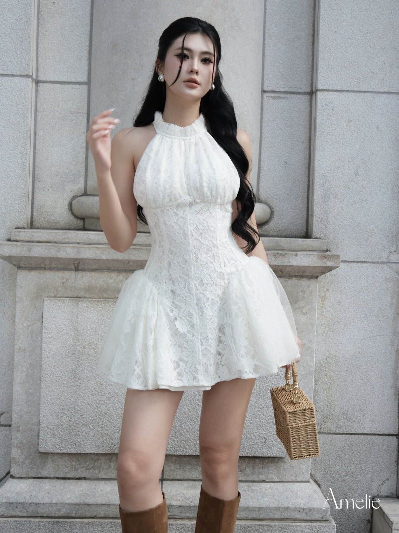 越南正品代购AMELIE无袖背心连衣裙性感气质甜辣风短款裙子