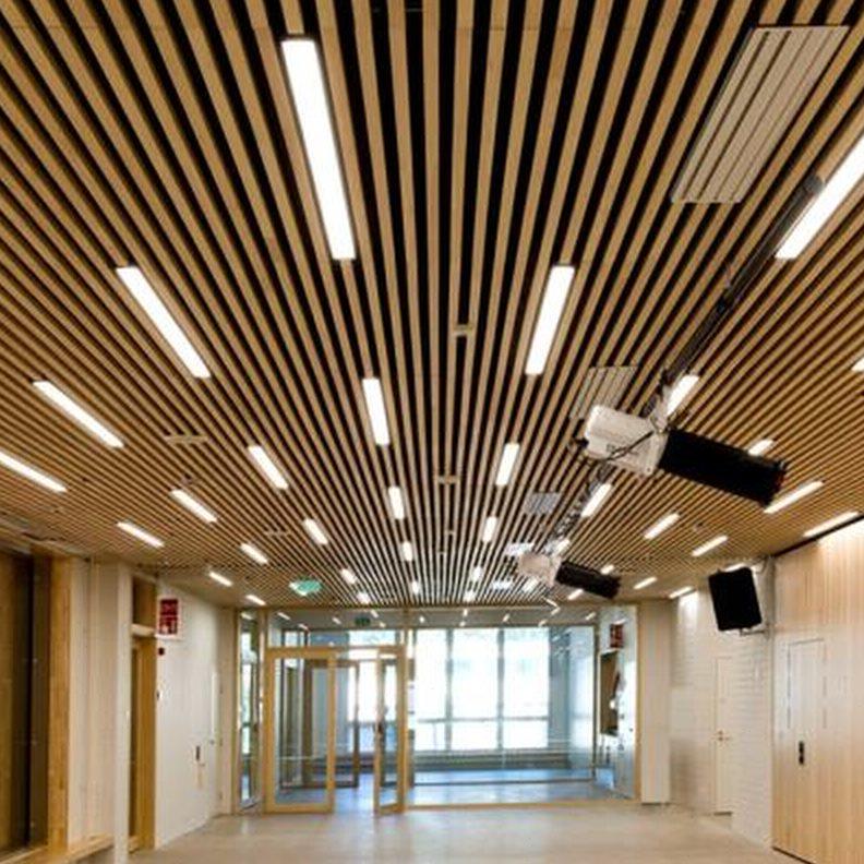 木纹铝方通吊顶材料自装长条天花板u型槽铝格栅方管型材阳台装饰