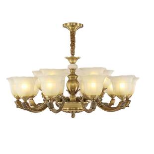 美式全铜吊灯客厅灯简约轻奢餐厅大灯主卧室欧式玉石大气创意灯具