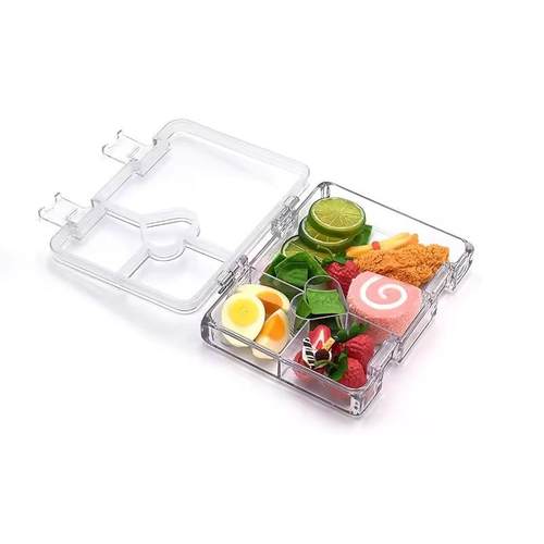 方形透明塑料饭盒可微波炉卡扣保鲜盒心形塑胶餐盒儿童午餐盒